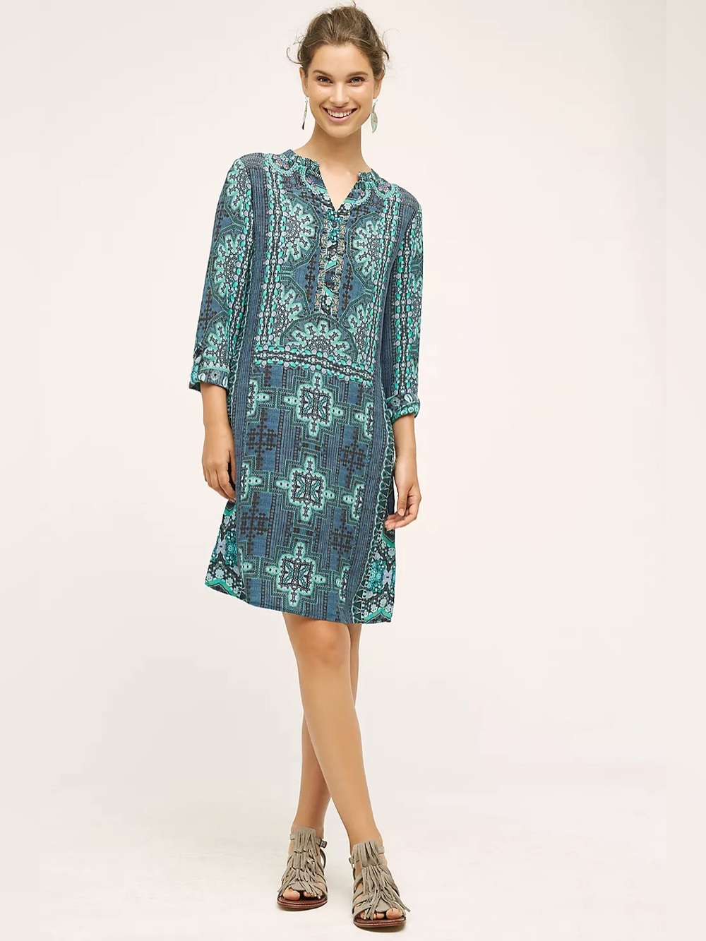 Hemant & Nandita Marche Silk Shirtdress Size Medium